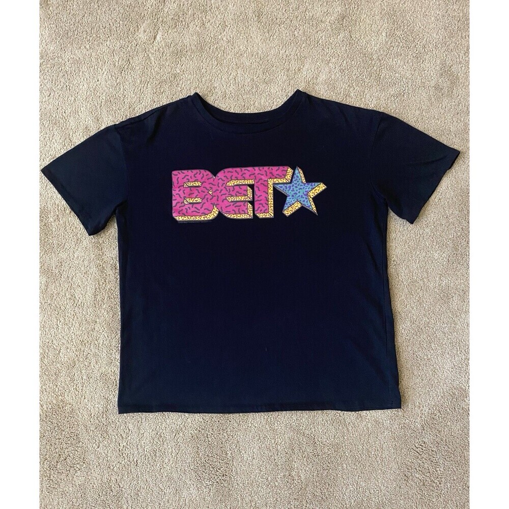Vintage Retro BET Logo Black T Shirt Girls Youth Size 18